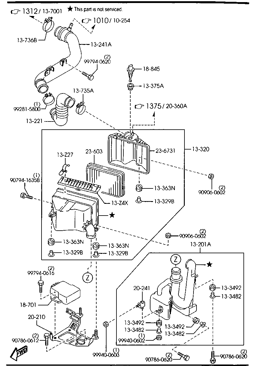 MAZDA Y 701-13Z40 - Въздушен филтър vvparts.bg