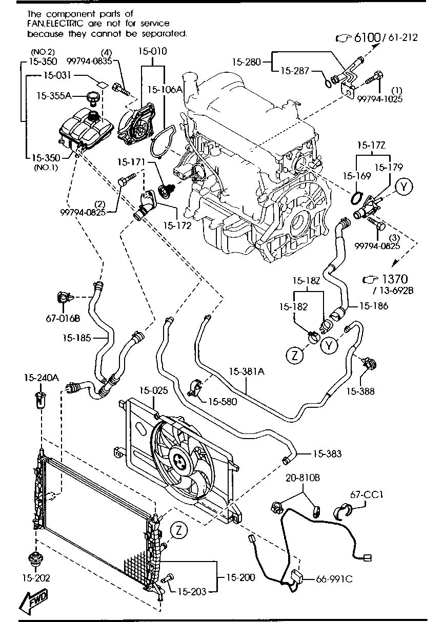 MAZDA Z601-15-025H - Вентилатор, охлаждане на двигателя vvparts.bg