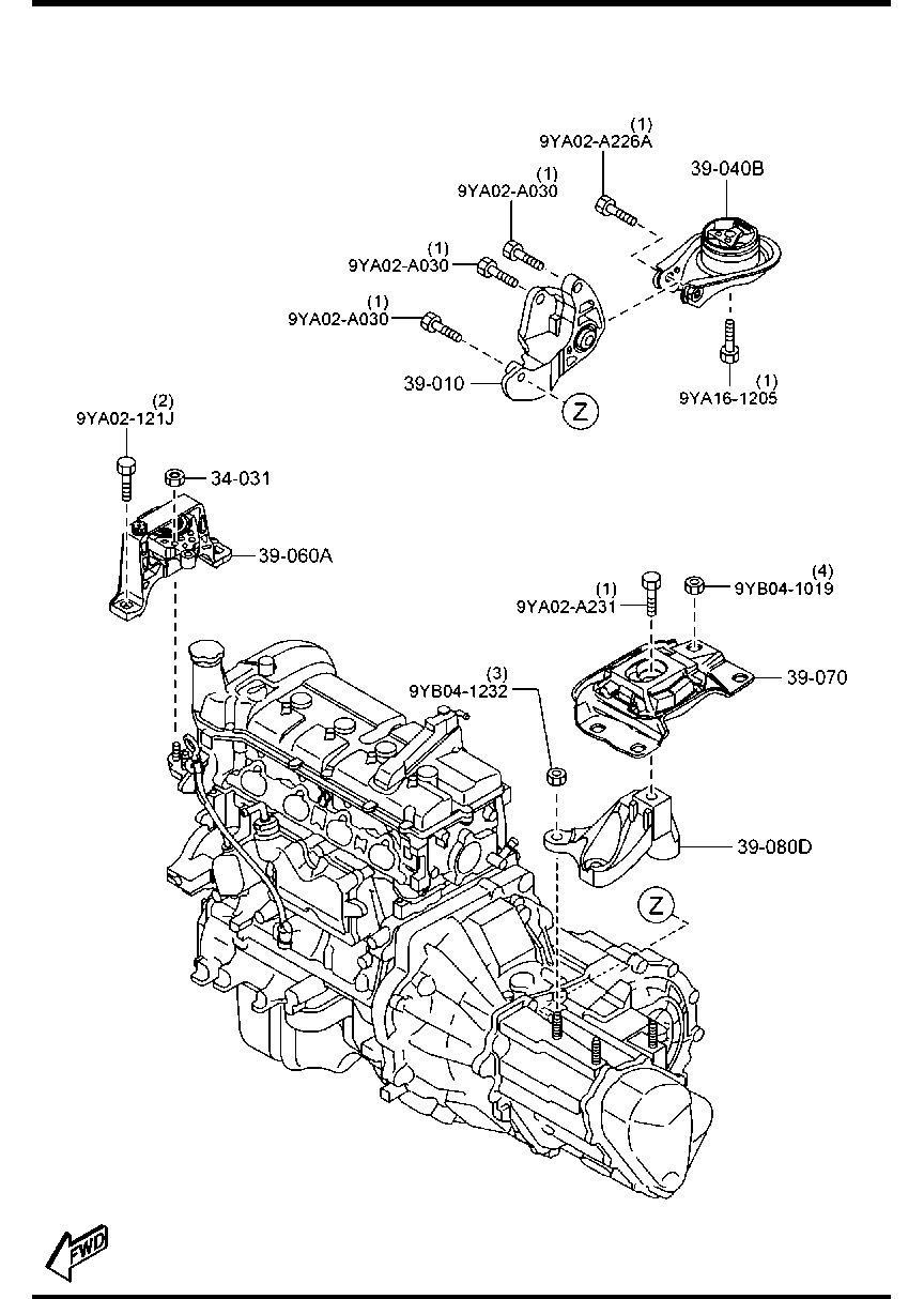 MAZDA BP4S-39-040B - Окачване, двигател vvparts.bg