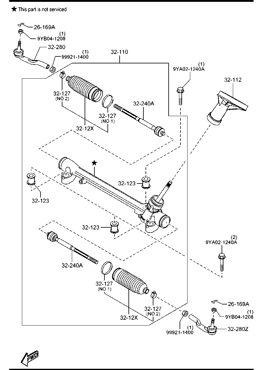 MAZDA GHT2-32-280 - Накрайник на напречна кормилна щанга vvparts.bg