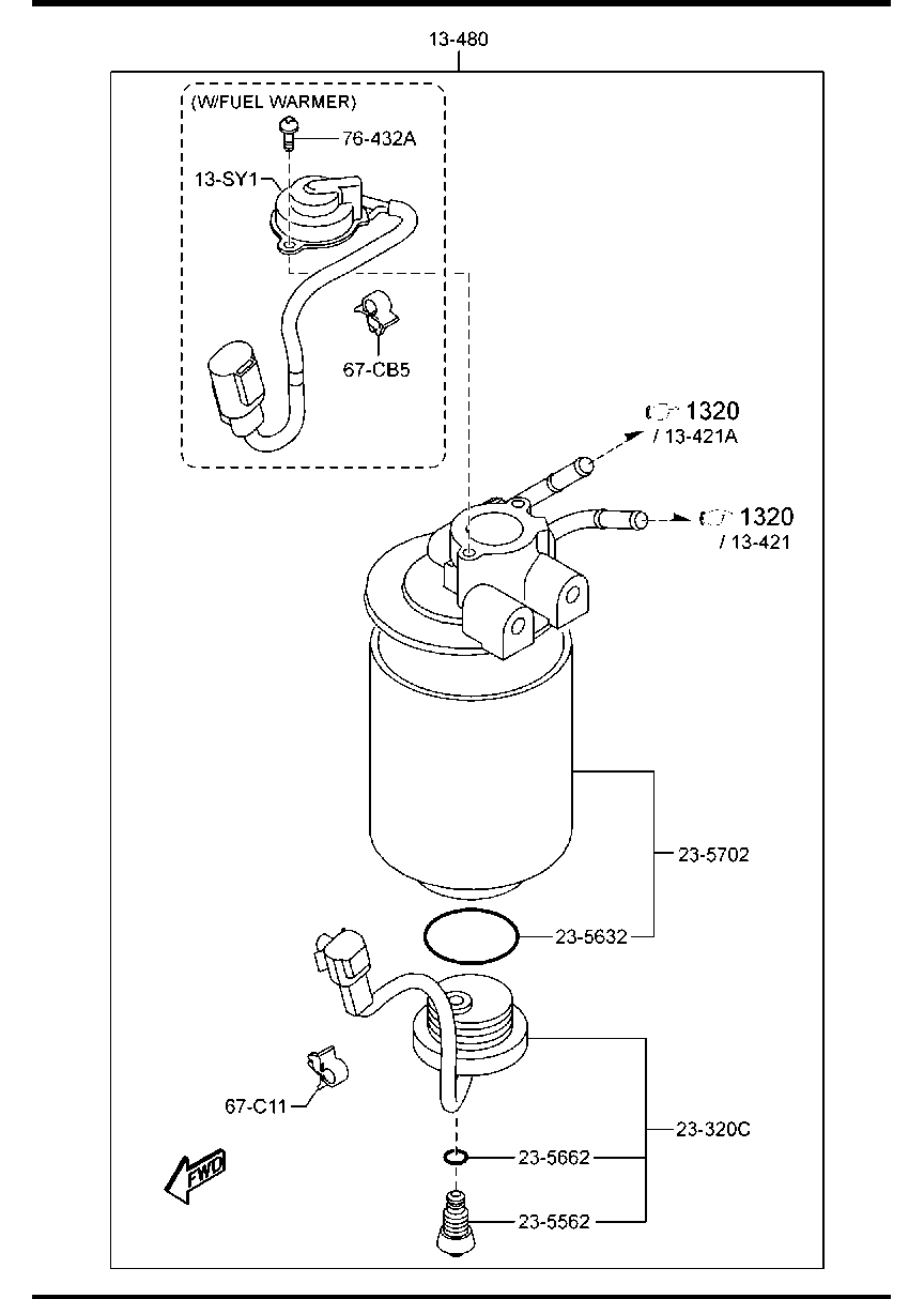 MAZDA SH01-13-480A - Горивен филтър vvparts.bg