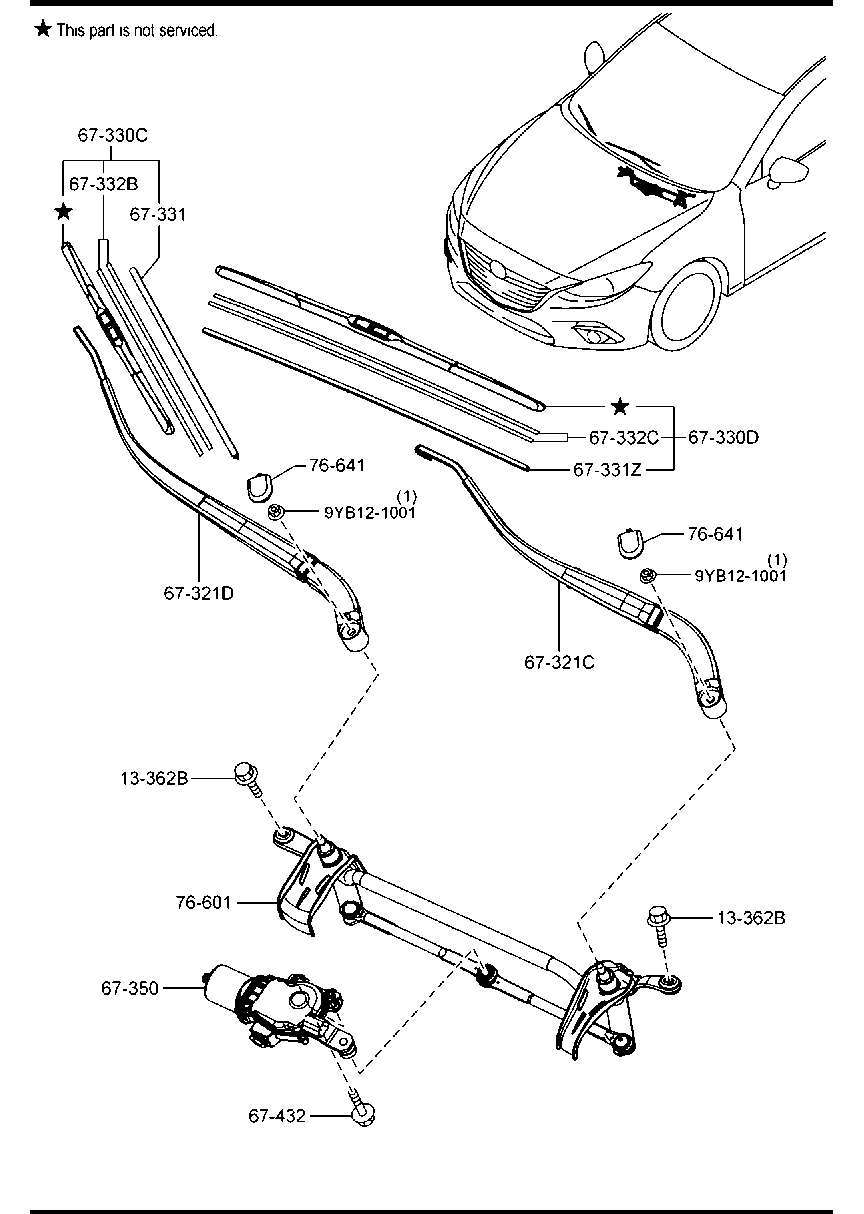 MAZDA BHS2-67-330 - Перо на чистачка vvparts.bg