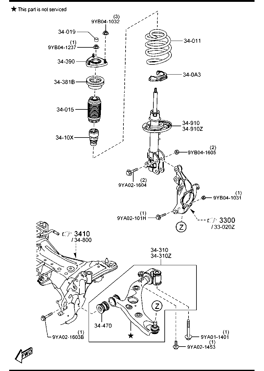 MAZDA G46C 34 300 - Носач, окачване на колелата vvparts.bg