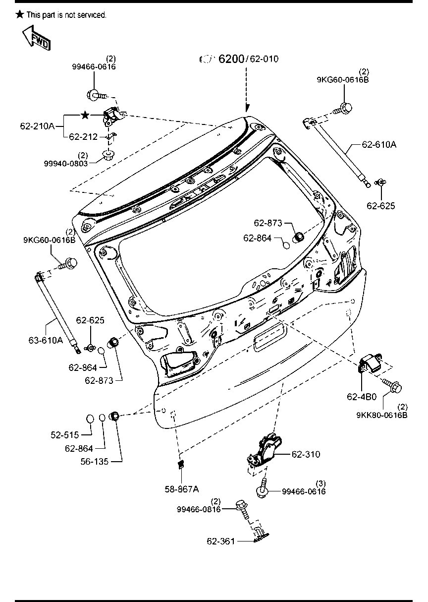 MAZDA GHP9-62-620 - Газов амортисьор, багажно / товарно пространство vvparts.bg