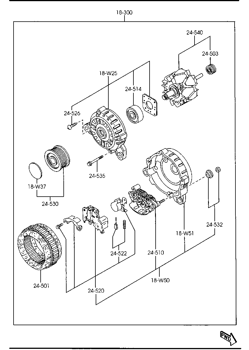 MAZDA RF8G-18-300 - Генератор vvparts.bg