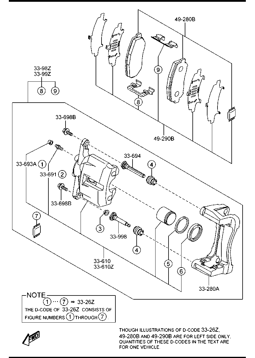 MAZDA K0Y1-33-98Z - Спирачен апарат vvparts.bg