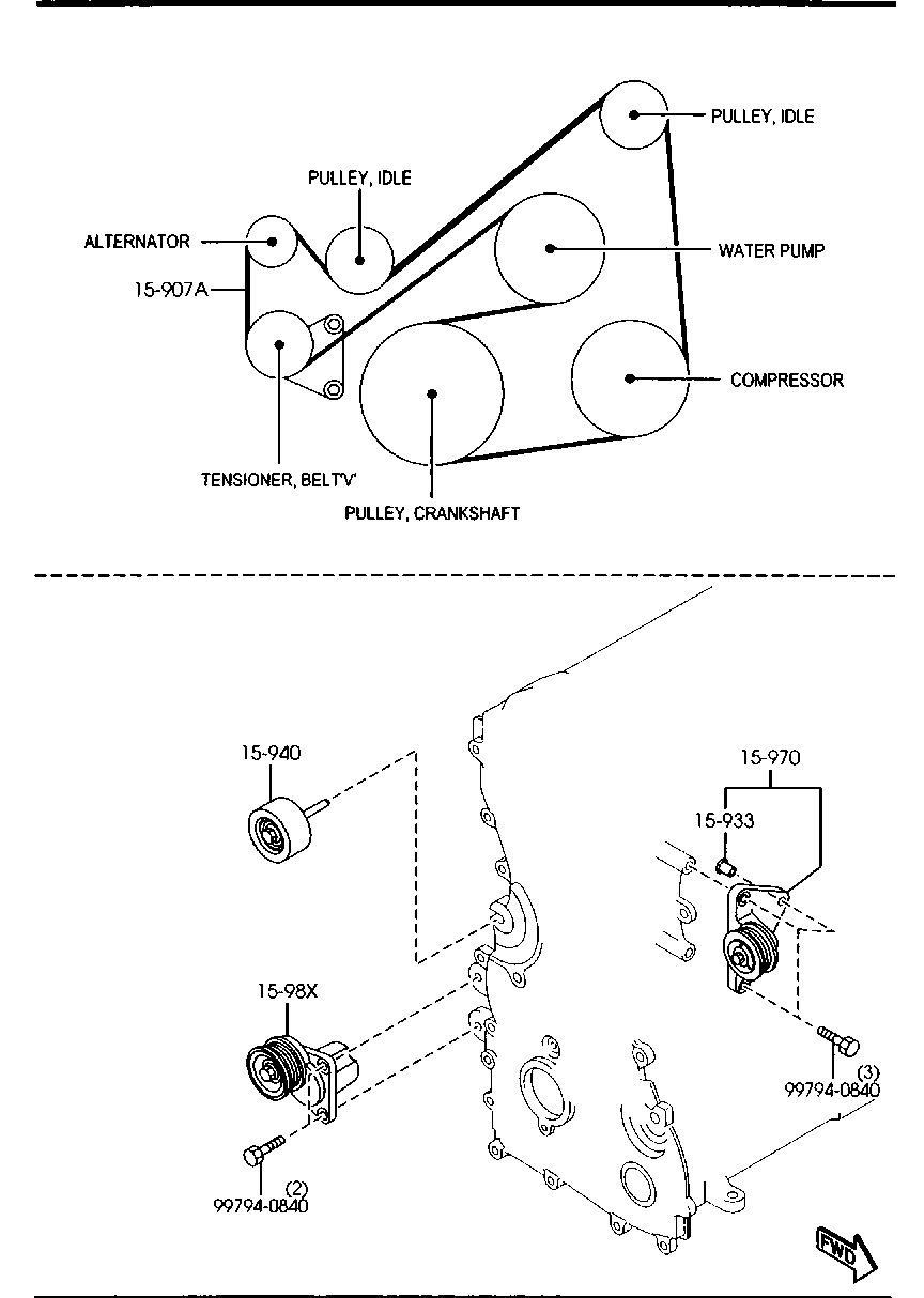 MAZDA LFH1-15-940A - Паразитна / водеща ролка, пистов ремък vvparts.bg