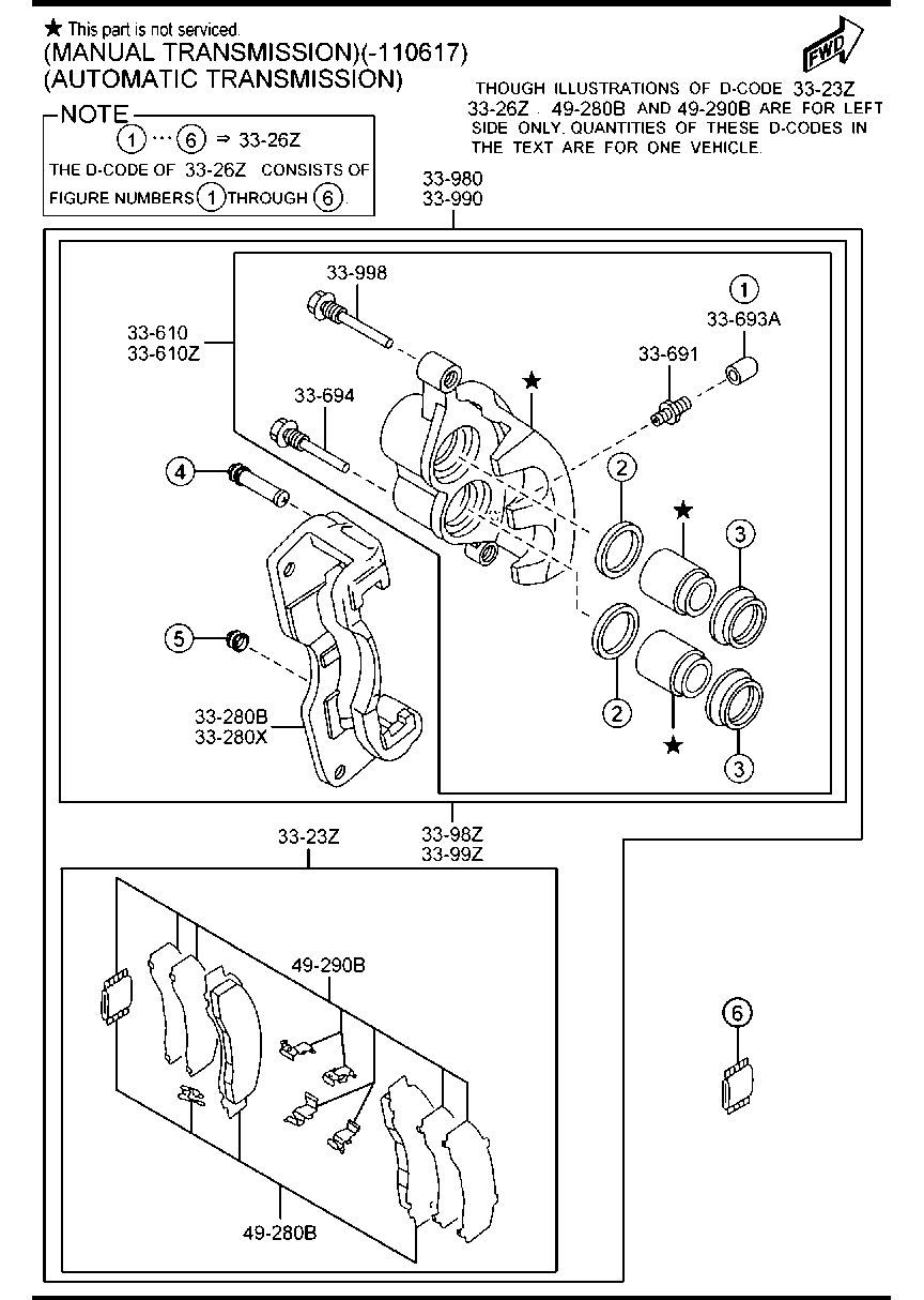 MAZDA L2Y6-33-26Z - Ремонтен комплект, спирачен апарат vvparts.bg