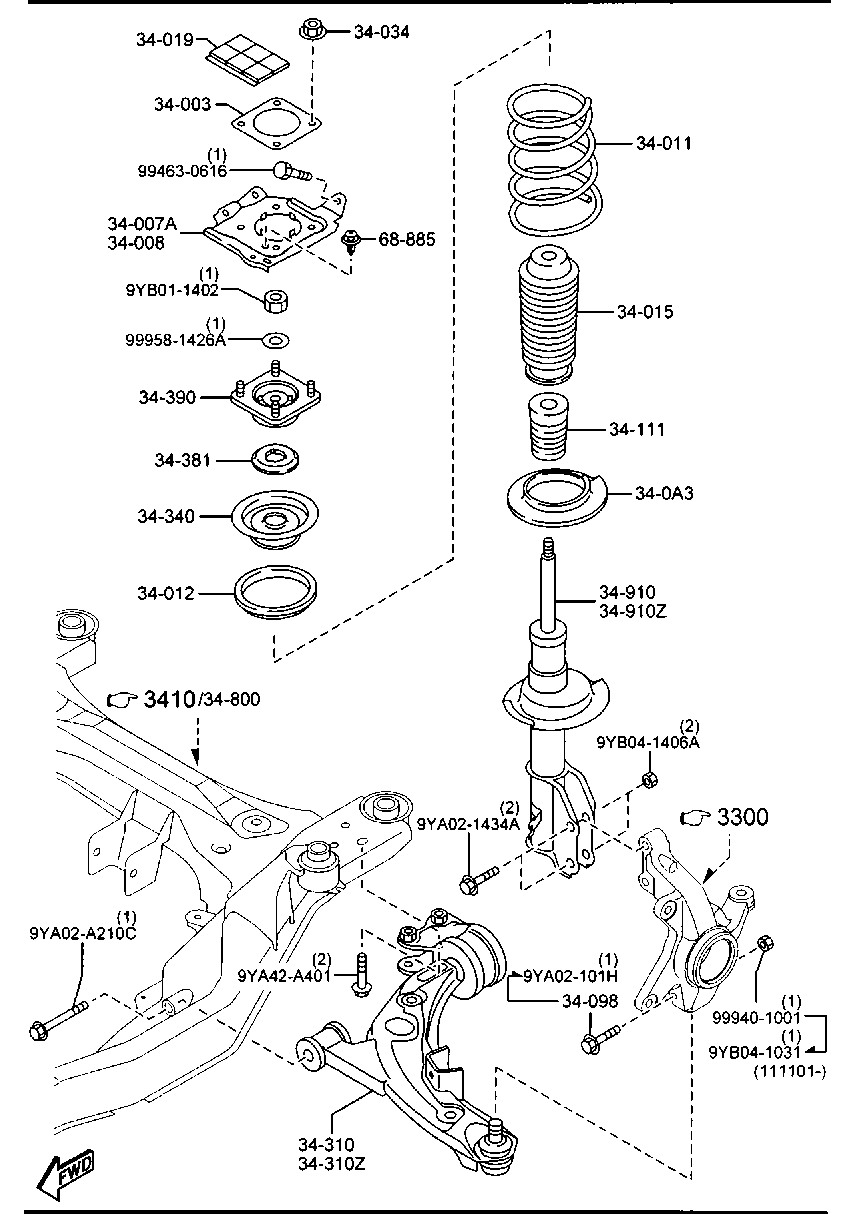 MAZDA EH64-34-350 - Носач, окачване на колелата vvparts.bg