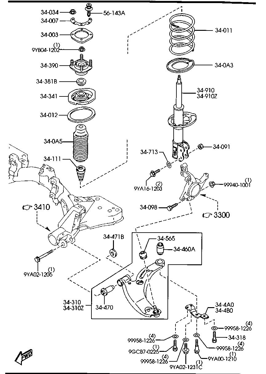 MAZDA C100-34-300B - Носач, окачване на колелата vvparts.bg