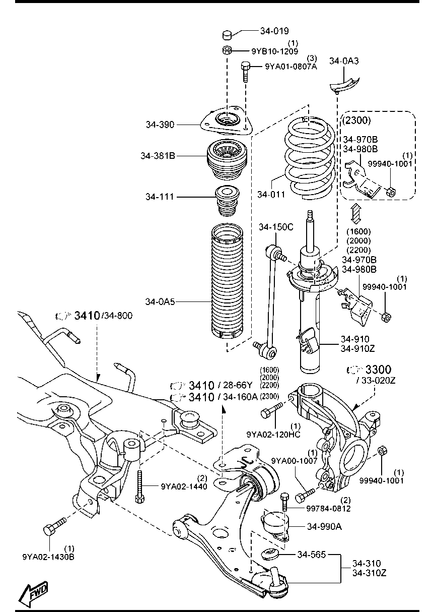 MAZDA BBM2-34-350A - Носач, окачване на колелата vvparts.bg