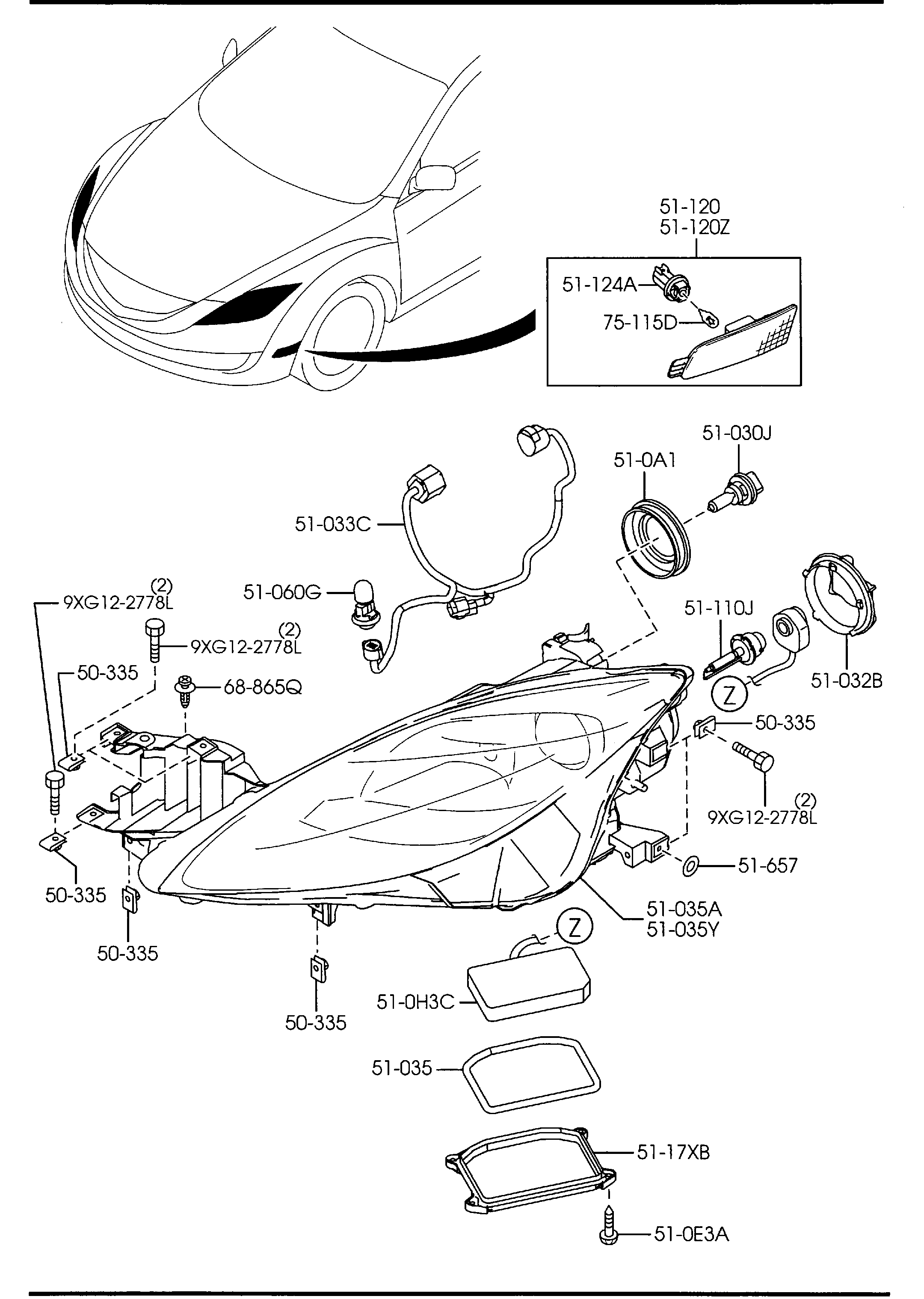 MAZDA 9070-37-550 - Крушка с нагреваема жичка, фар за осветяване при завиване vvparts.bg