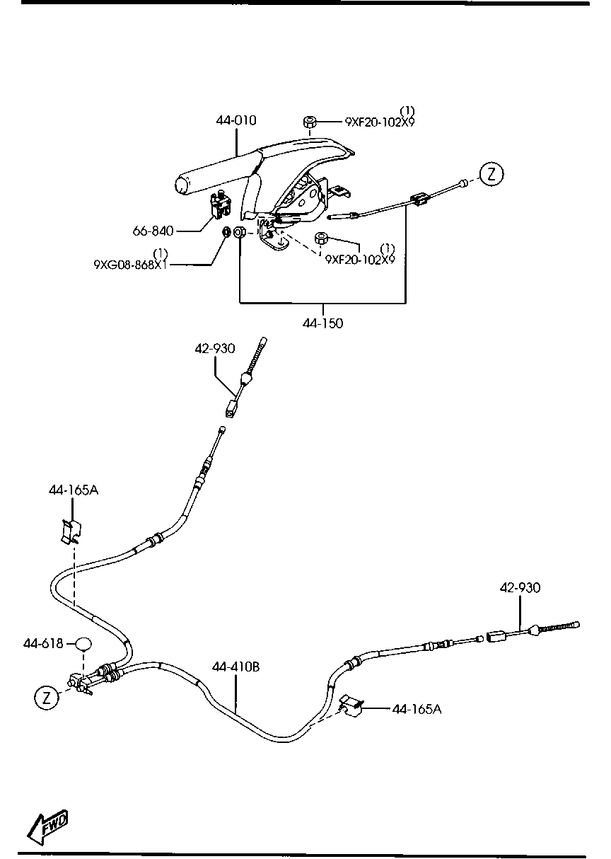 MAZDA D350-44-400C - Жило, ръчна спирачка vvparts.bg