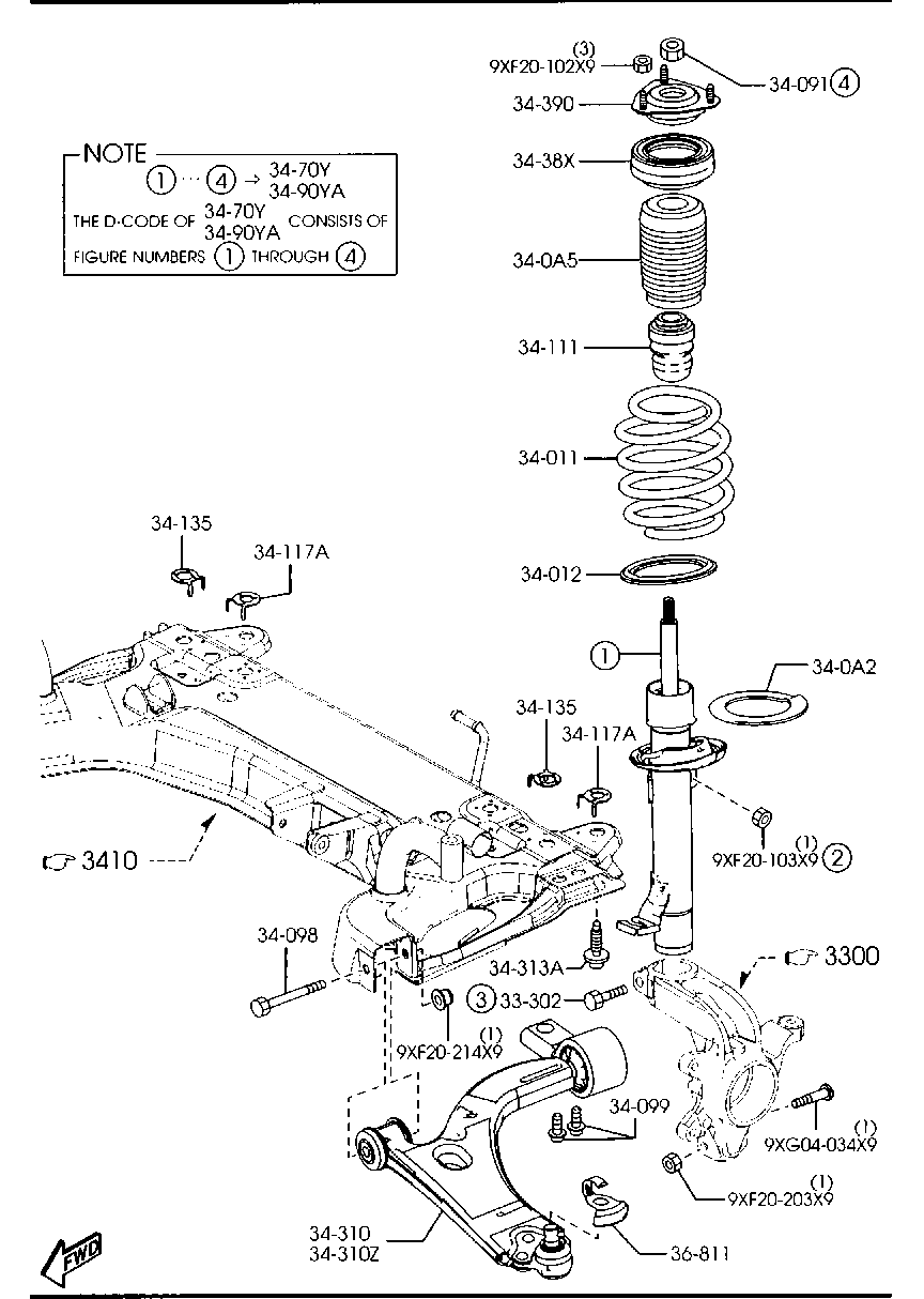 MAZDA D350-34-38XC - Лагерна макферсъна vvparts.bg