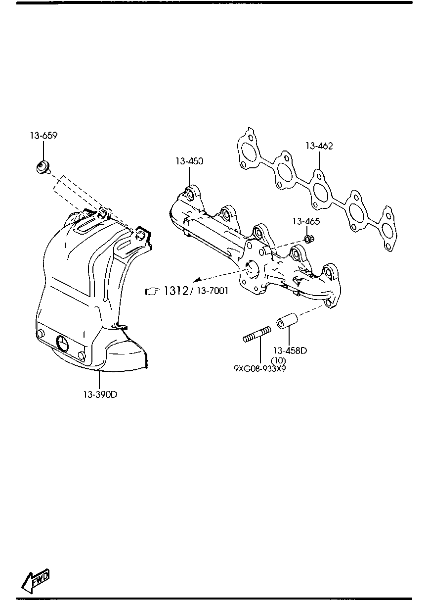 MAZDA Y401-13-460 - Уплътнение, изпускателен колектор vvparts.bg