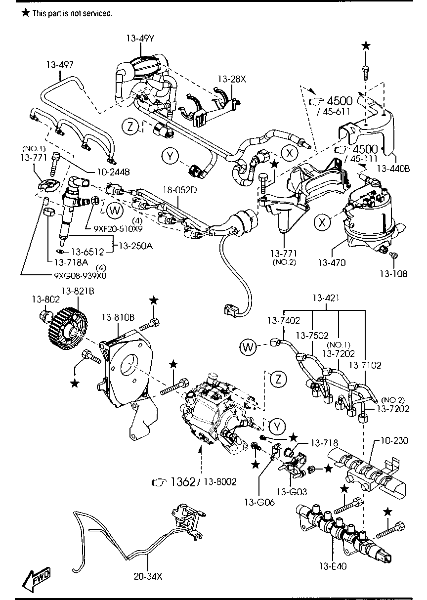 MAZDA Y404-13-250A - Комплект дюза с държач vvparts.bg