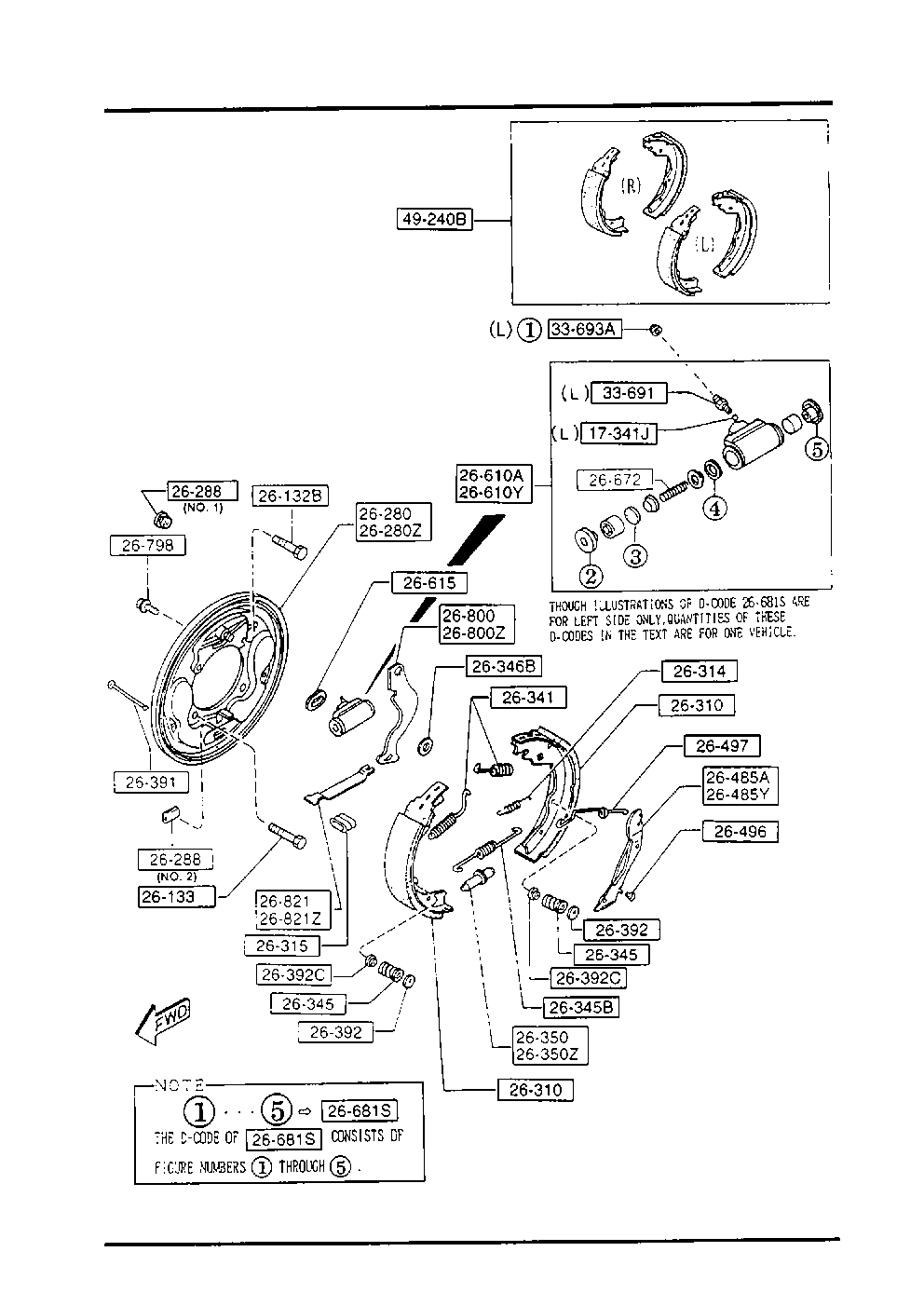 MAZDA U009-26-310A - Комплект спирачна челюст vvparts.bg