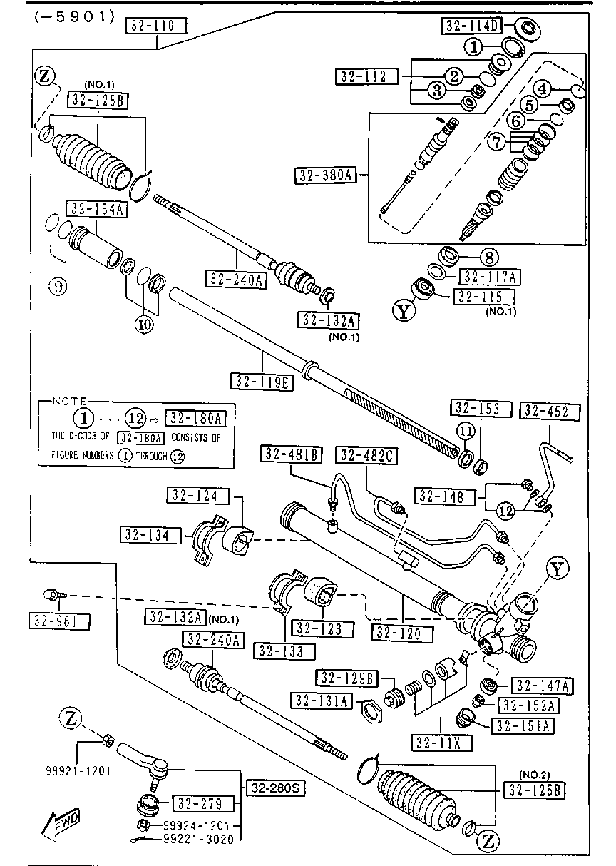 MAZDA NA02-32-240 - Аксиален шарнирен накрайник, напречна кормилна щанга vvparts.bg