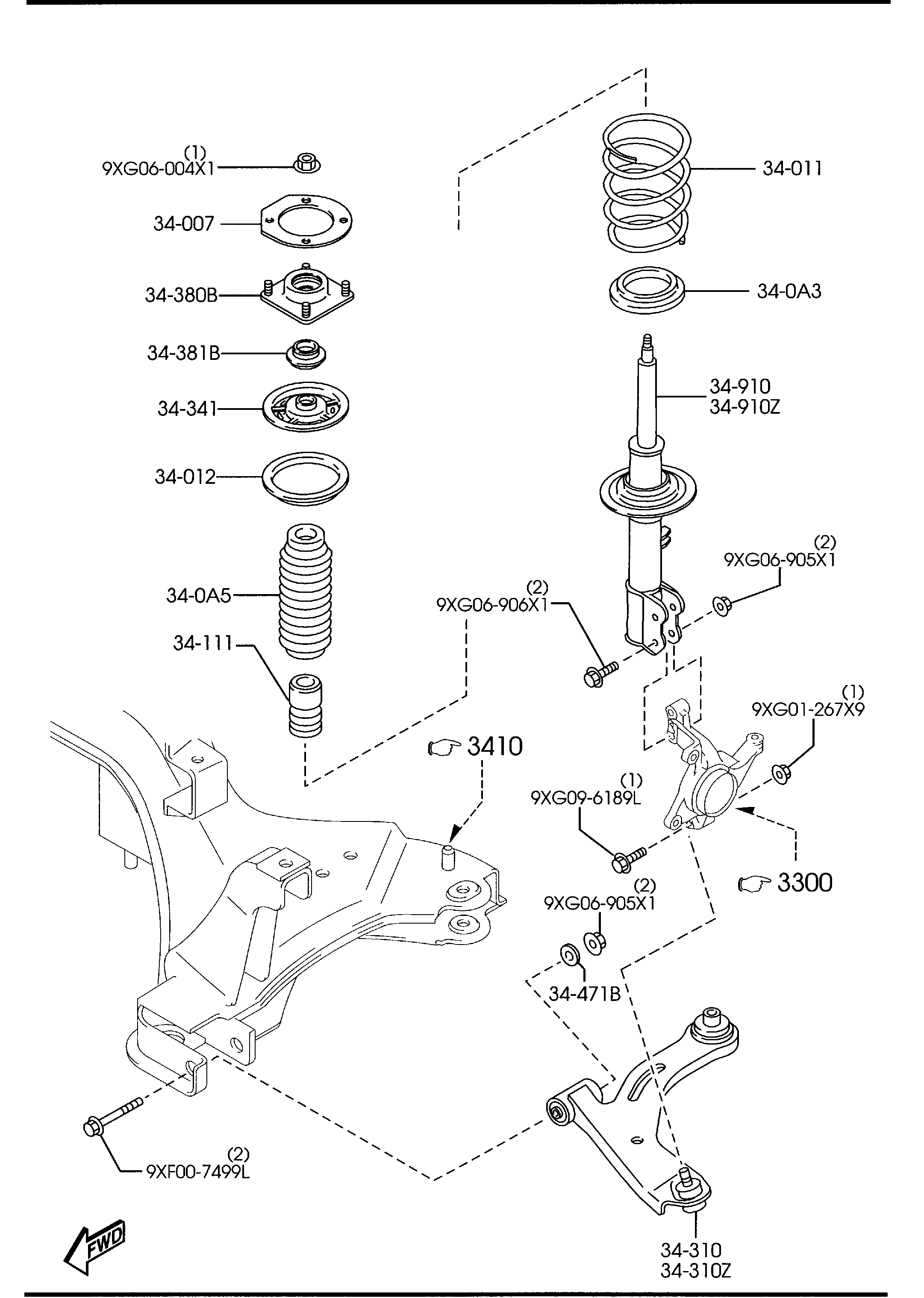 MAZDA ZZC1-34-320 - Тампон, носач vvparts.bg