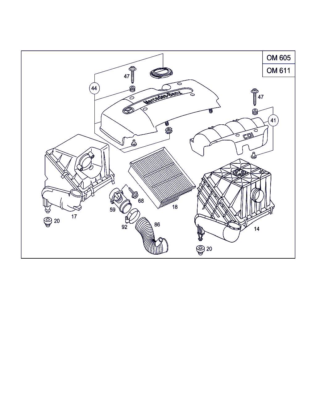 Mercedes-Benz A 604 094 13 04 - Въздушен филтър vvparts.bg