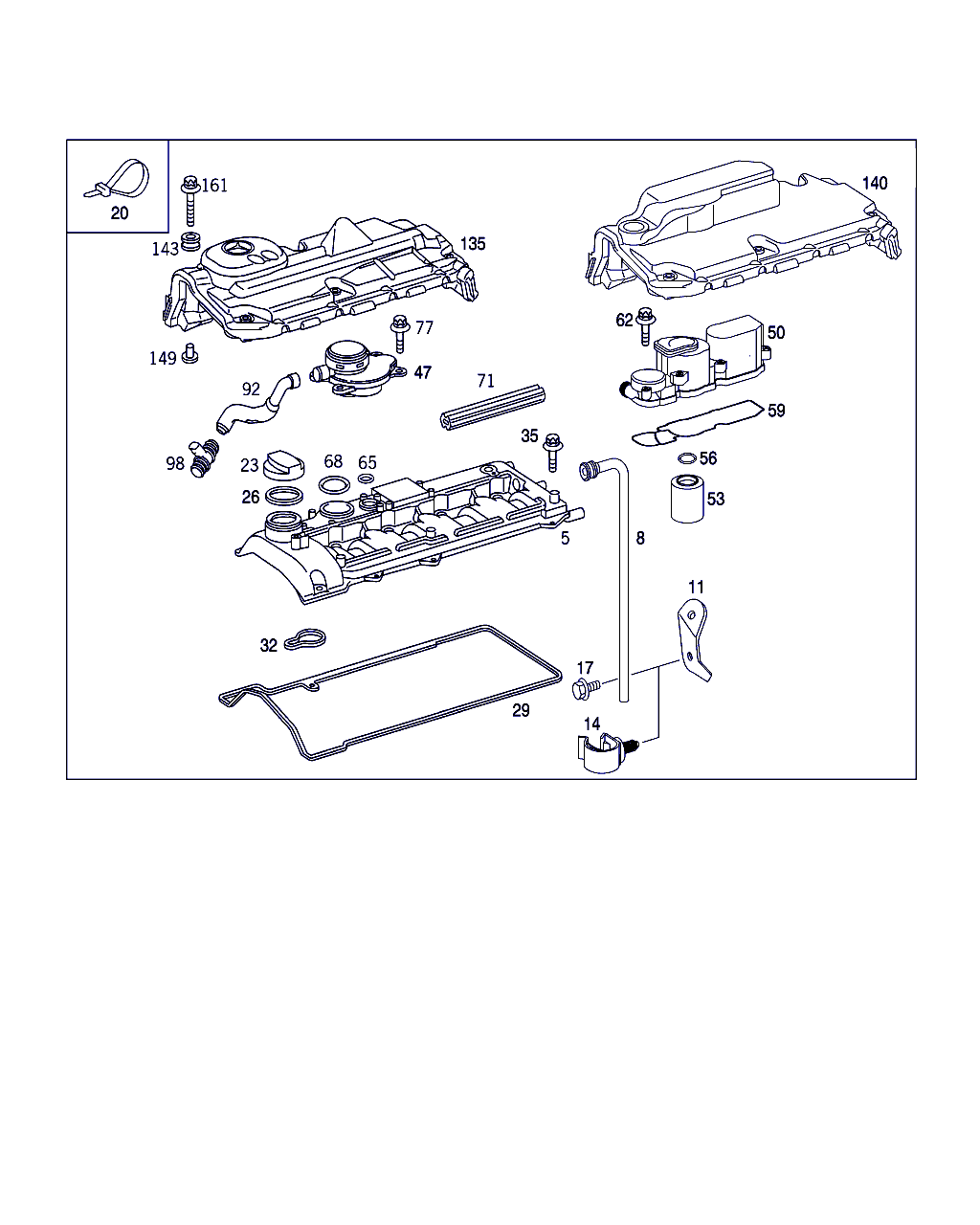 Mercedes-Benz A 611 016 01 21 - Гарнитура, капак на цилиндрова глава vvparts.bg