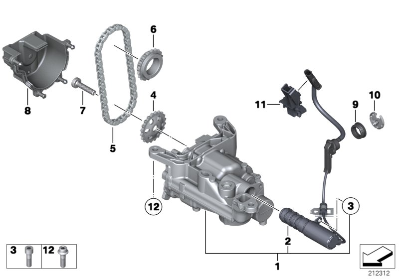 BMW 11 27 7 500 502 - Верига к-кт, задвижване маслена помпа vvparts.bg