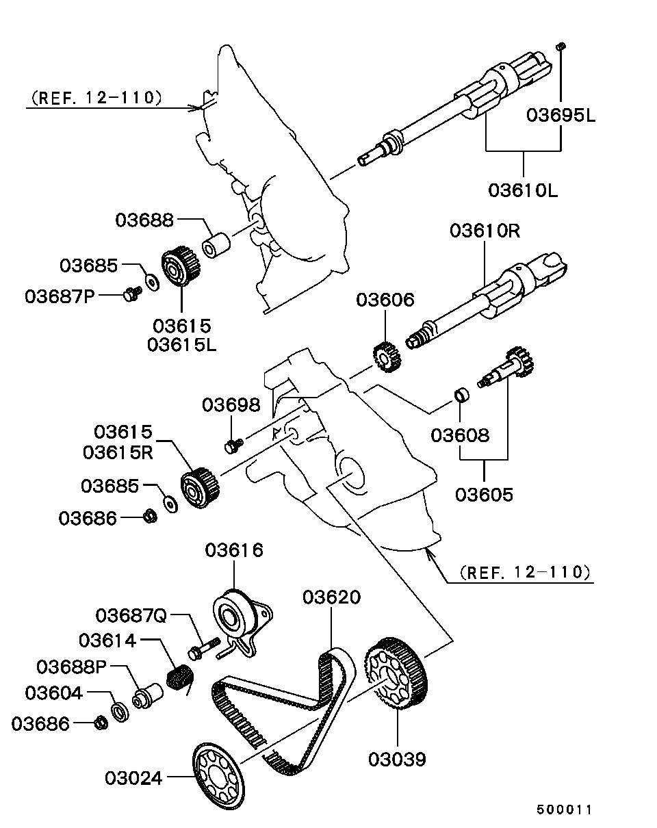 Hyundai MD050125 - Обтяжна ролка, ангренаж vvparts.bg