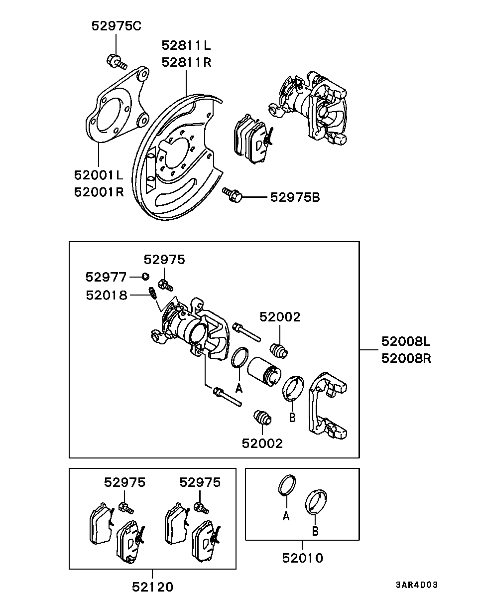 Mitsubishi MR 955247 - Комплект водещи втулки, спирачен апарат vvparts.bg