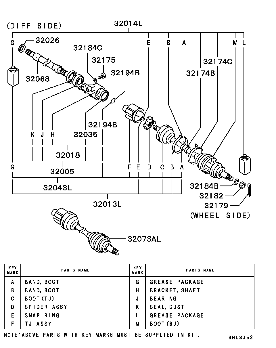 Mitsubishi MB896789 - Каре комплект, полуоска vvparts.bg