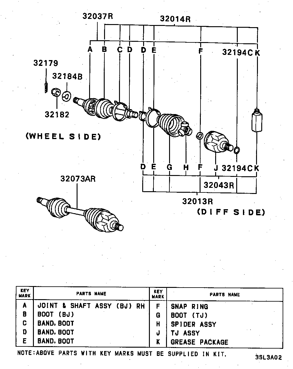 Mitsubishi MB526909* - Каре комплект, полуоска vvparts.bg