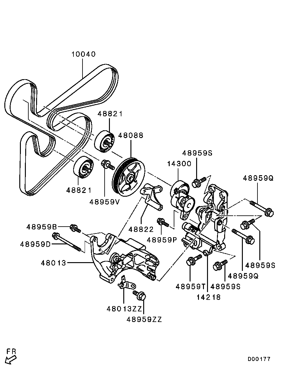 Mitsubishi 1345A051 - Паразитна / водеща ролка, пистов ремък vvparts.bg