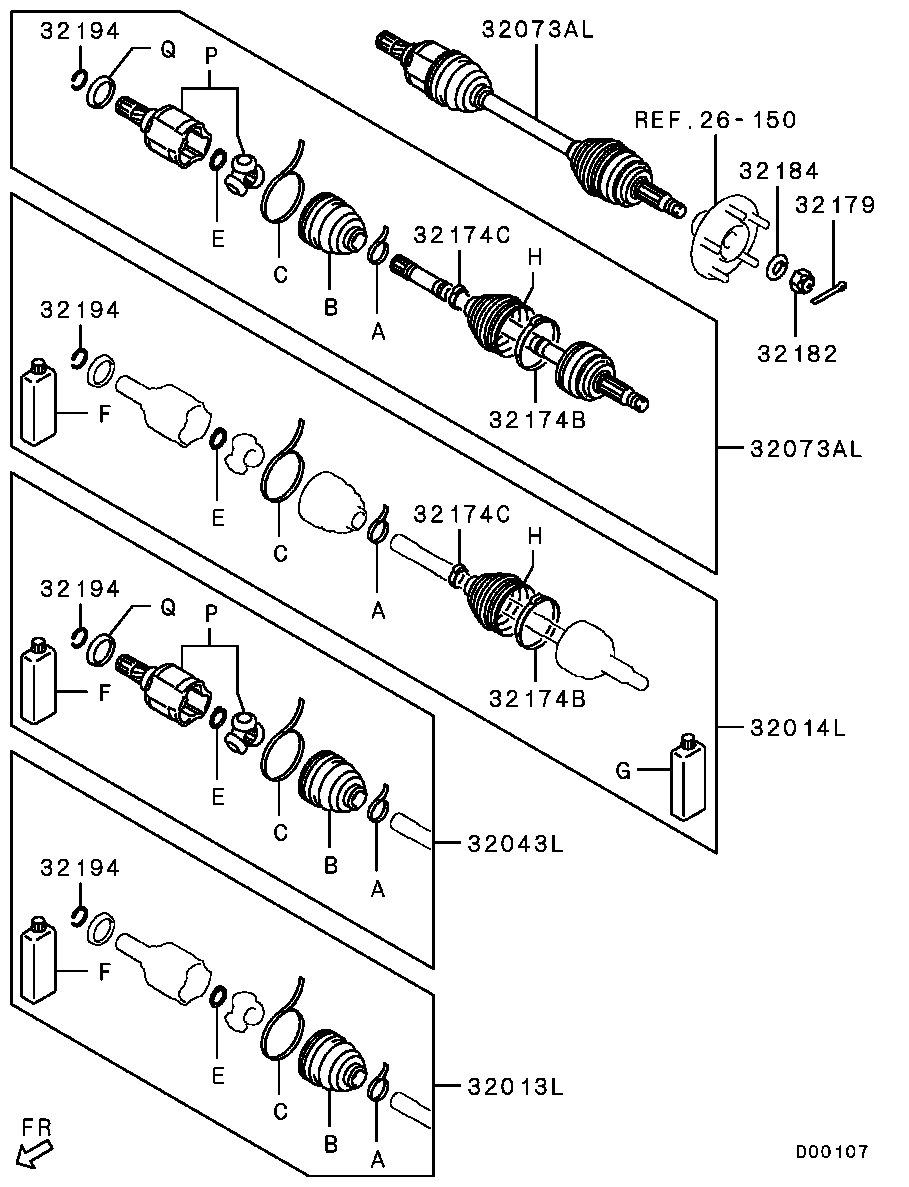 Mitsubishi 3815A107 - Каре комплект, полуоска vvparts.bg