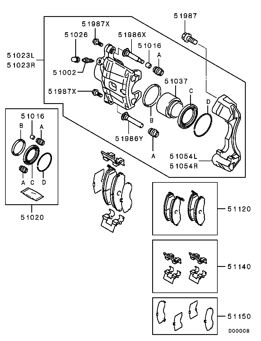 PEUGEOT MR249964 - Комплект оси за спирачен апарат vvparts.bg