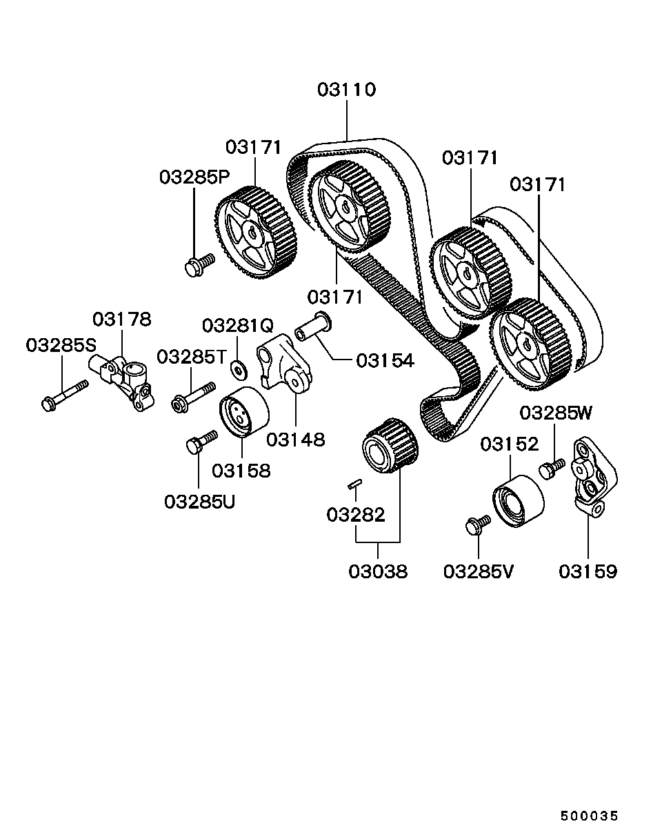 Mitsubishi MD161427 - Ангренажен ремък vvparts.bg