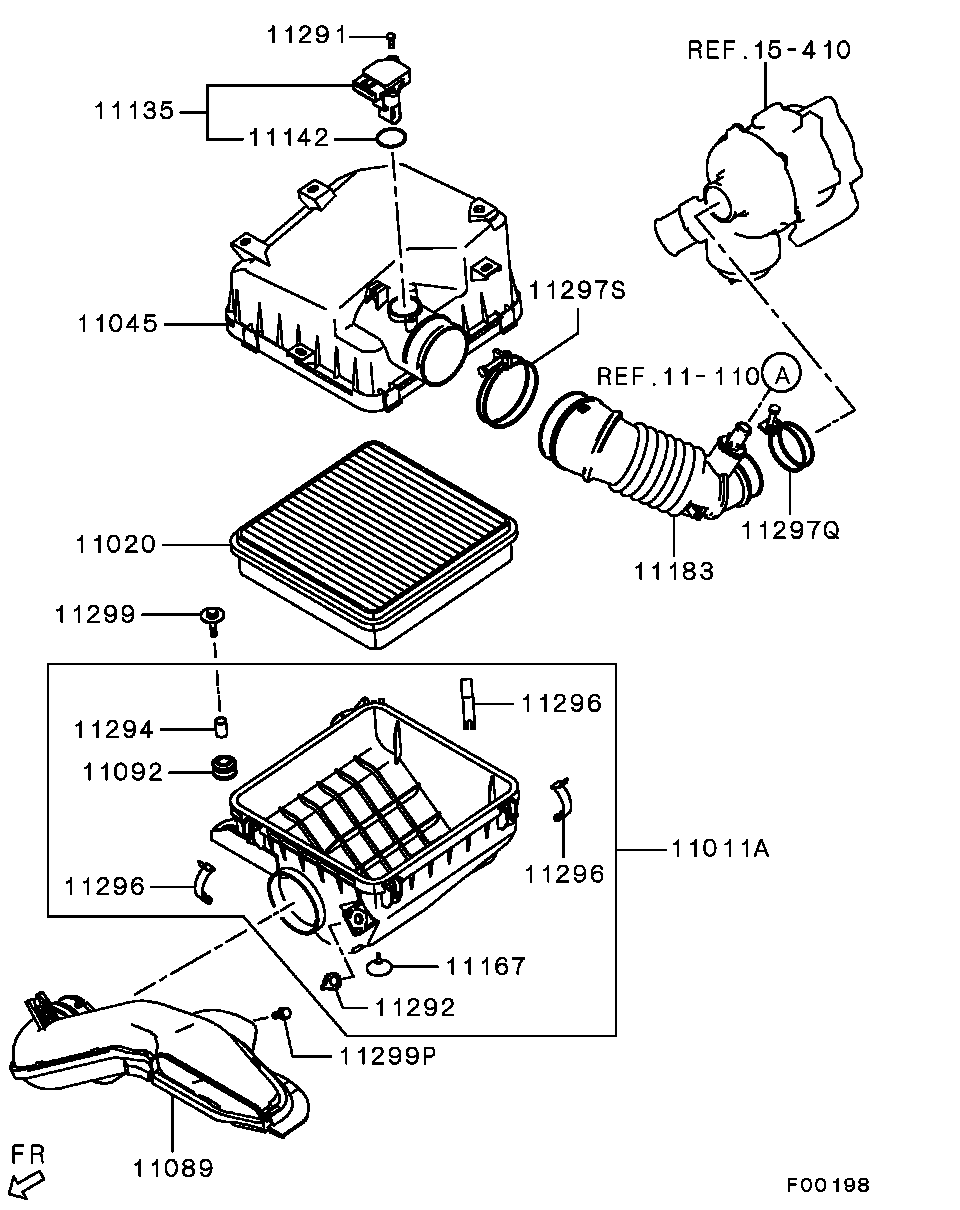 Mitsubishi 1500A358 - Въздушен филтър vvparts.bg