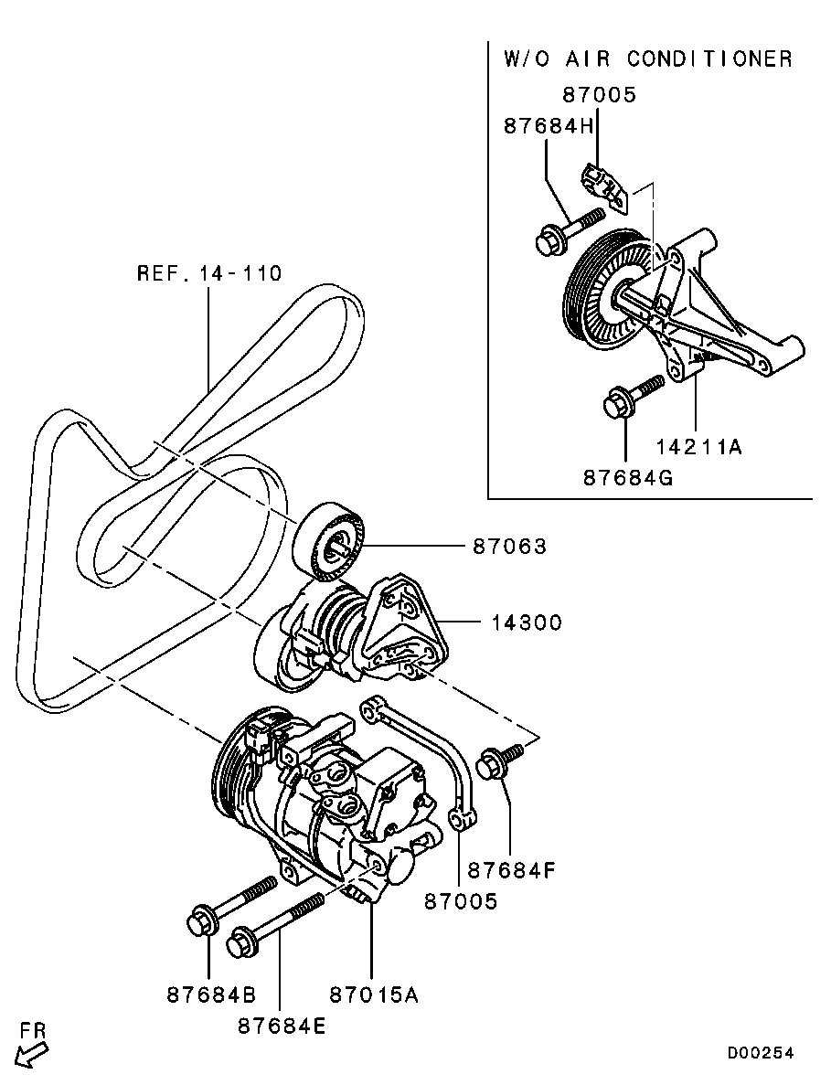 Mitsubishi 1341A001 - Паразитна / водеща ролка, пистов ремък vvparts.bg