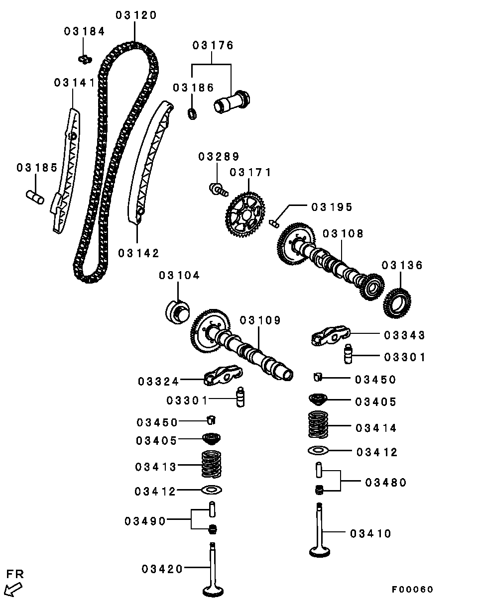 Mitsubishi MN960334 - Ангренажна верига vvparts.bg