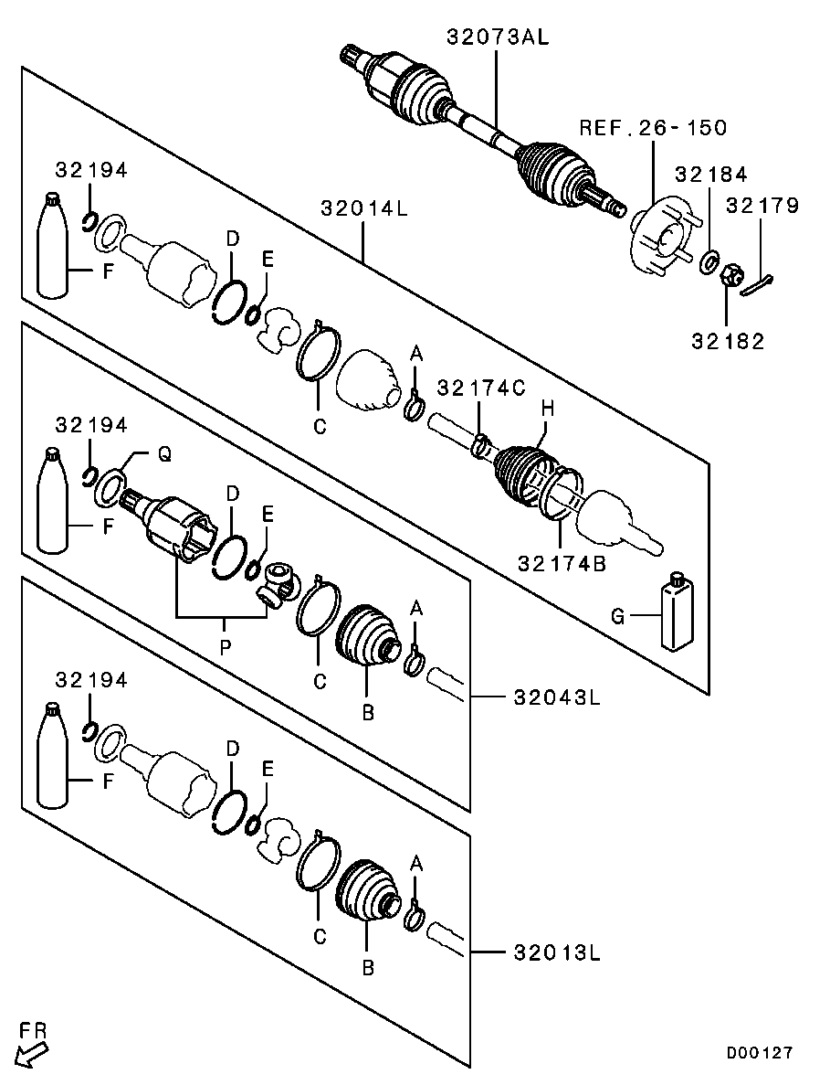 Mitsubishi 3815A215 - Каре комплект, полуоска vvparts.bg