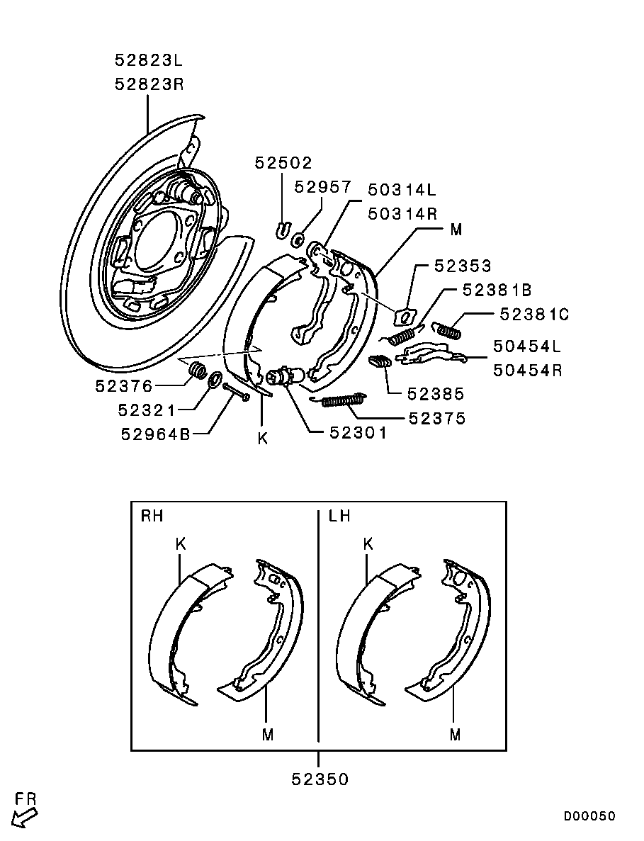 Chrysler 4800A022 - Комплект спирачна челюст, ръчна спирачка vvparts.bg