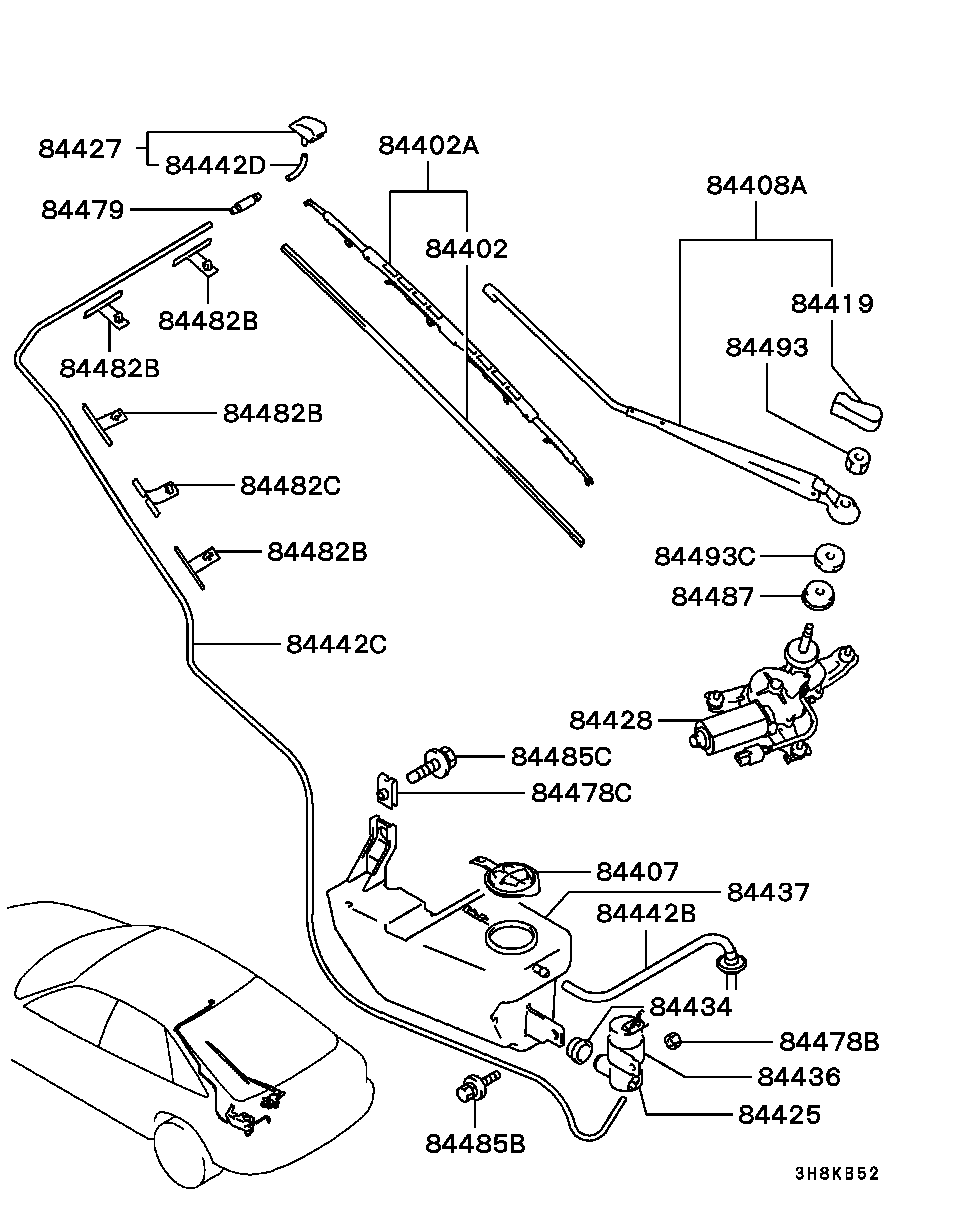 Mitsubishi MB848470 - Перо на чистачка vvparts.bg