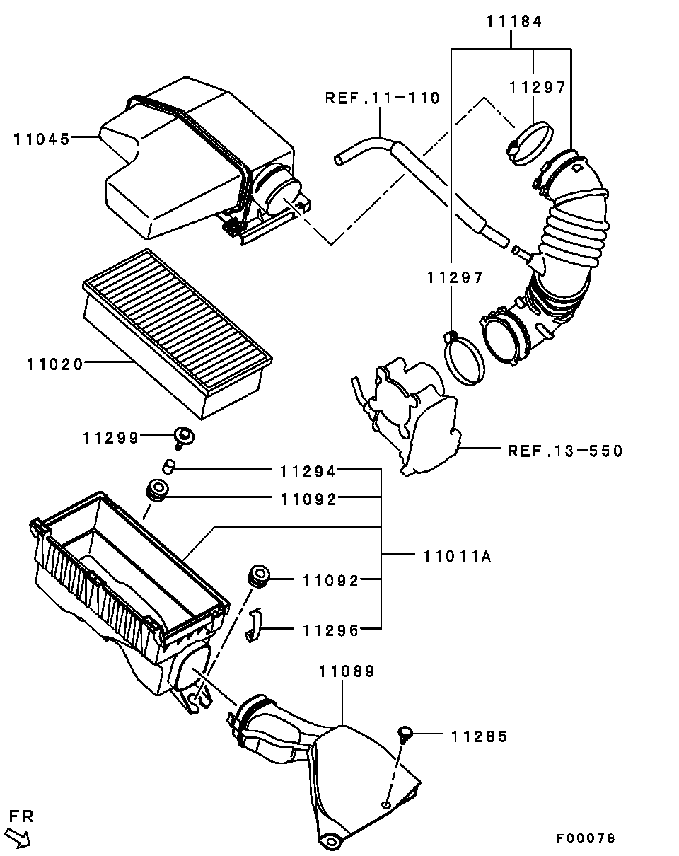 Mitsubishi 1500A045 - Въздушен филтър vvparts.bg