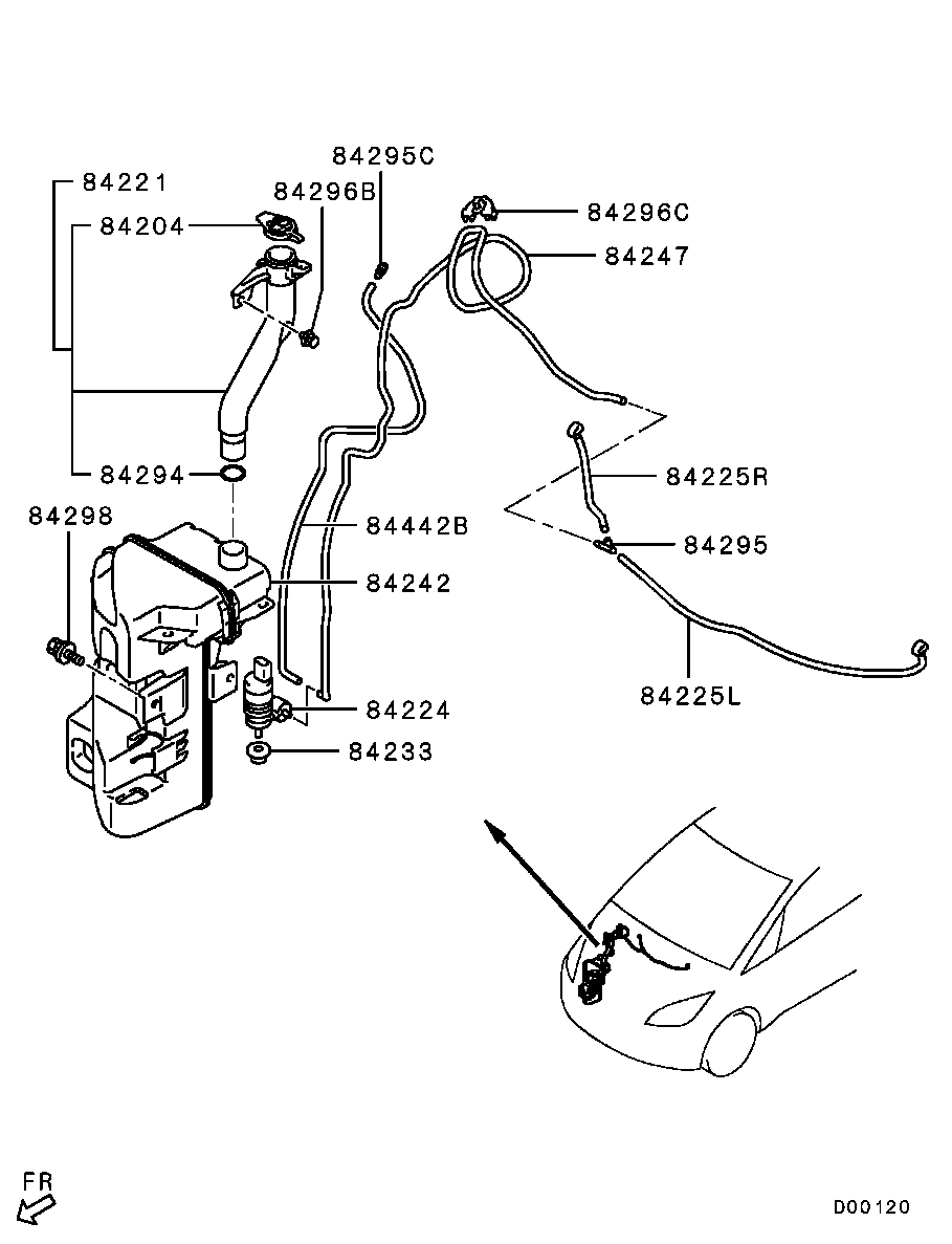 Mitsubishi 8260A082 - Водна помпа за миещо устр., почистване на стъклата vvparts.bg