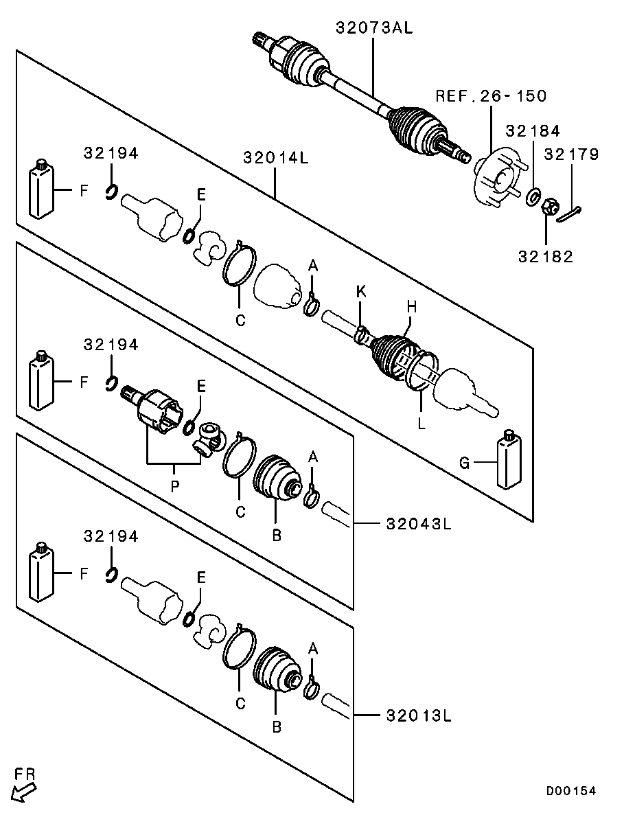 Mitsubishi #3815A437 - Каре комплект, полуоска vvparts.bg