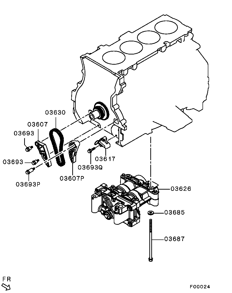 Mitsubishi 1140A034 - Комплект ангренажна верига vvparts.bg