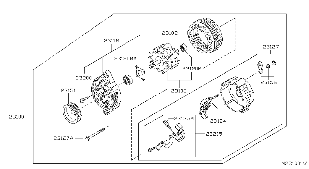 NISSAN 23100-EB315 - Генератор vvparts.bg