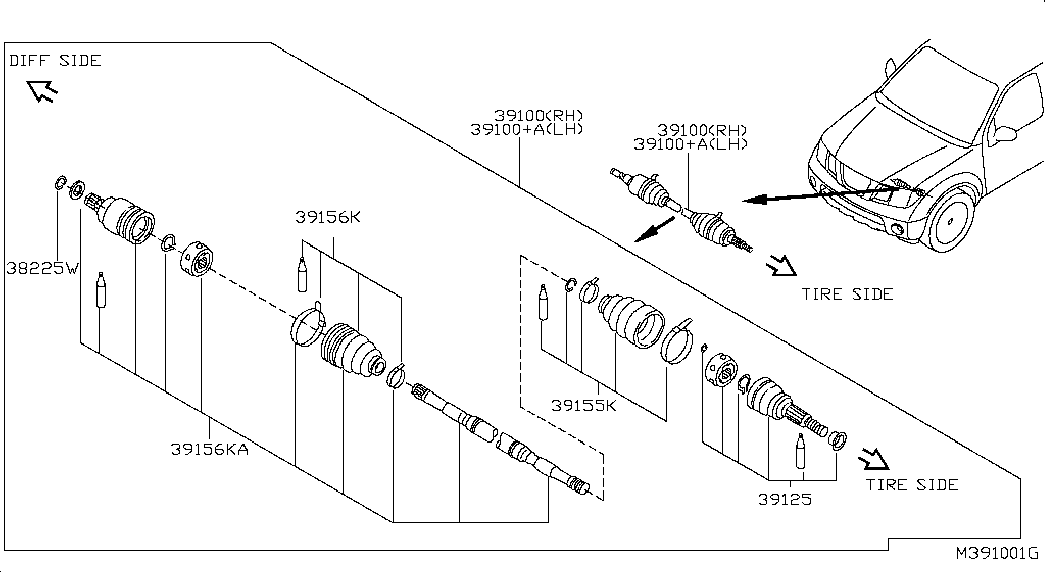 NISSAN 39741 7Y028 - Каре комплект, полуоска vvparts.bg