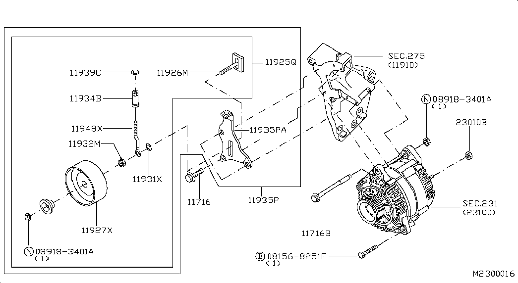 NISSAN 11927-EB310 - Паразитна / водеща ролка, пистов ремък vvparts.bg