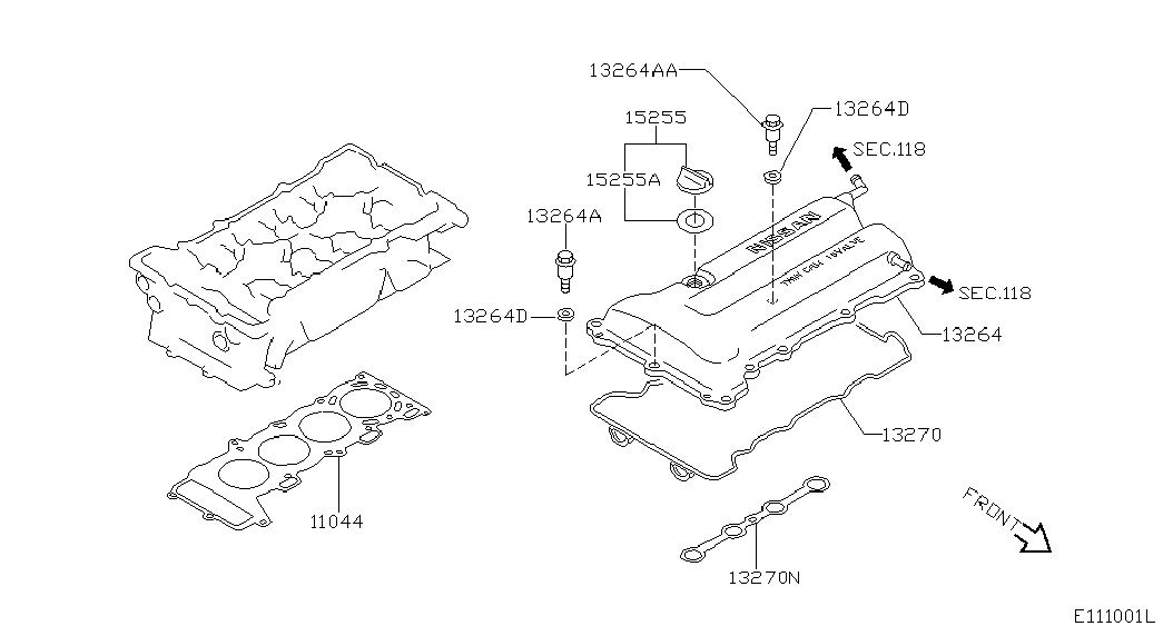 NISSAN 13271-2F200 - Гарнитура, капак на цилиндрова глава vvparts.bg