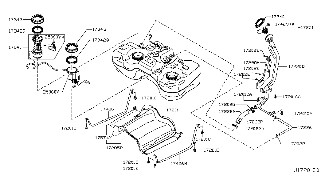 NISSAN 17040-3ZB0A - Горивна помпа vvparts.bg