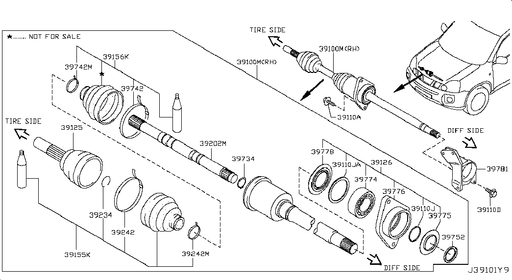 NISSAN 39100JG74A - Каре комплект, полуоска vvparts.bg